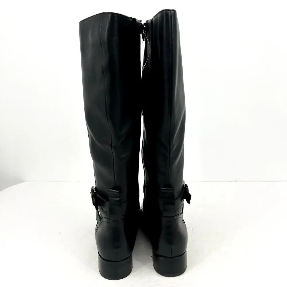 Naturalizer Womens Rena Knee High Boots 8.5M WIDE CALF Black Leather NWOB